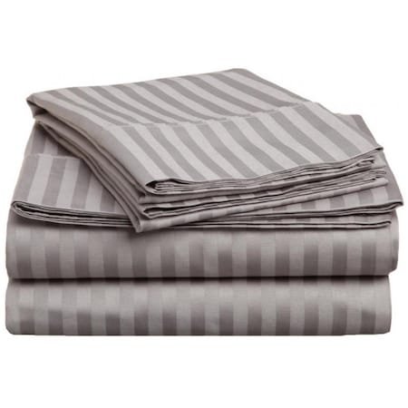 Impressions By Luxor Treasures 400 Thread Count Egyptian Cotton Queen Sheet Set Stripe Grey 400QNSH STGR